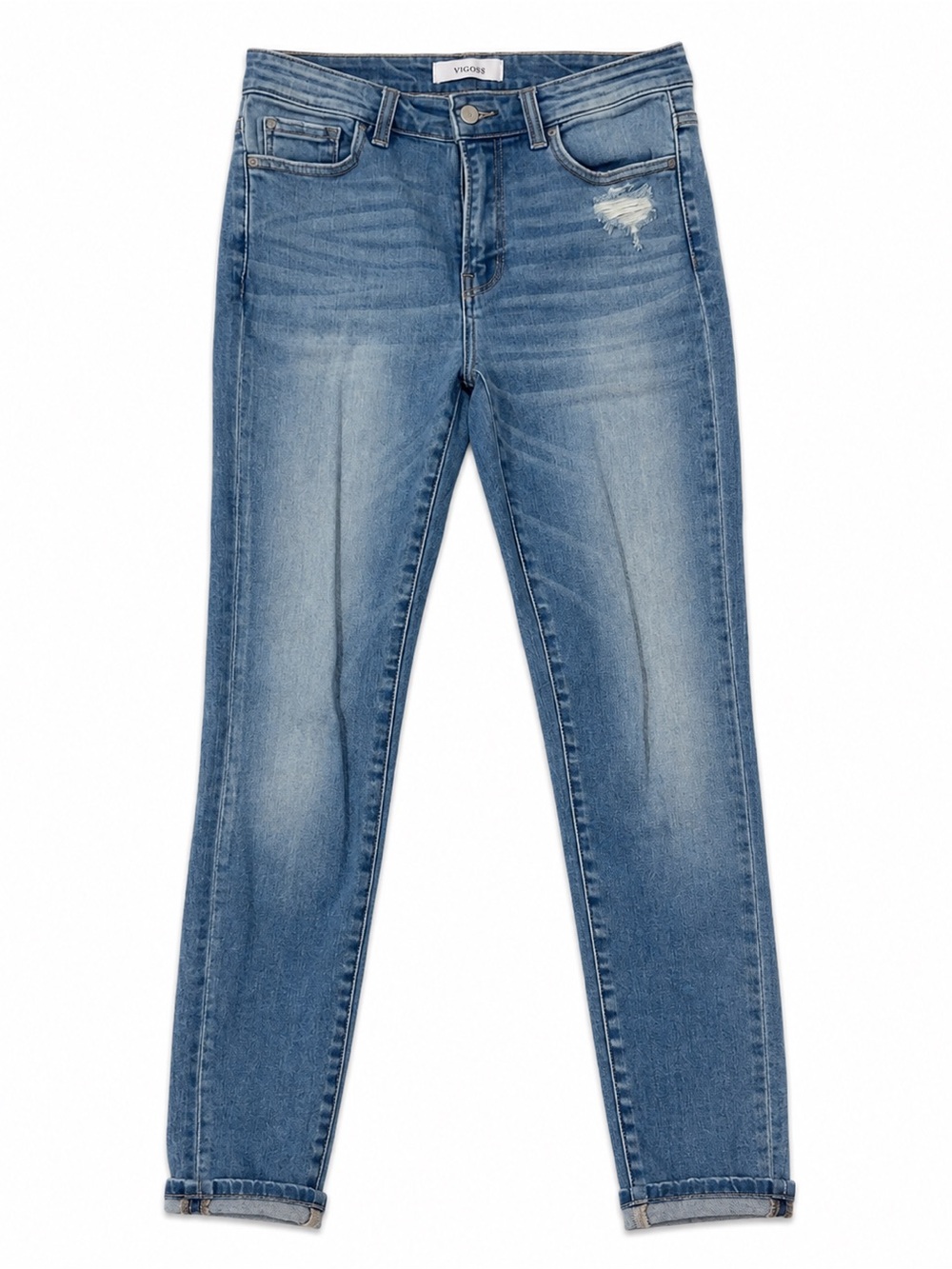 VERVET BY FLYING MONKEY Faded Light Blue Straight Leg Jeans